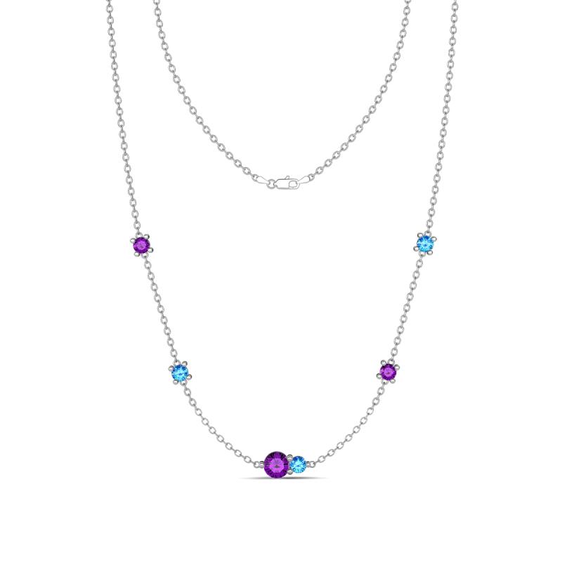 Linea 0.43 ctw Amethyst (4 mm) and Blue Topaz Women Station Necklace 