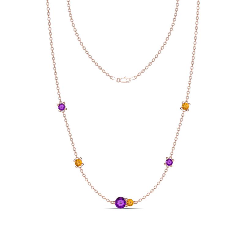 Linea 0.40 ctw Amethyst (4 mm) and Citrine Women Station Necklace 