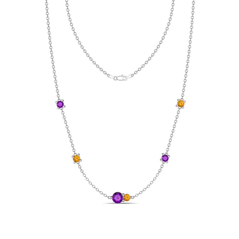 Linea 0.40 ctw Amethyst (4 mm) and Citrine Women Station Necklace 