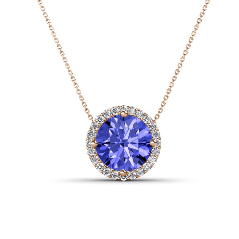 Catriona Round Tanzanite and Diamond Halo Slider Pendant Necklace 