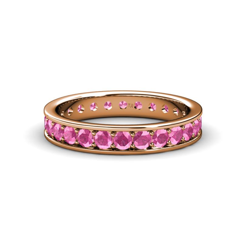 Pink Sapphire Channel with Prong Set Womens Eternity Ring 