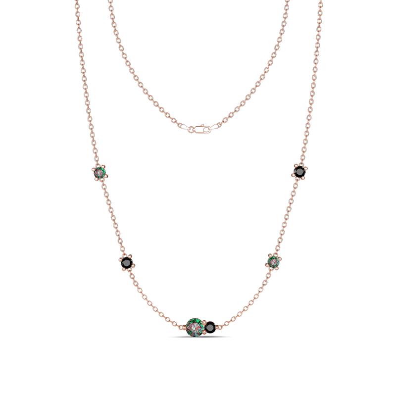 Linea 0.62 ctw Created Alexandrite (4 mm) and Black Diamond Women Station Necklace 