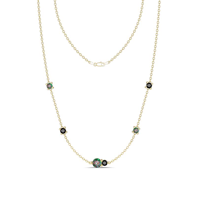 Linea 0.62 ctw Created Alexandrite (4 mm) and Black Diamond Women Station Necklace 