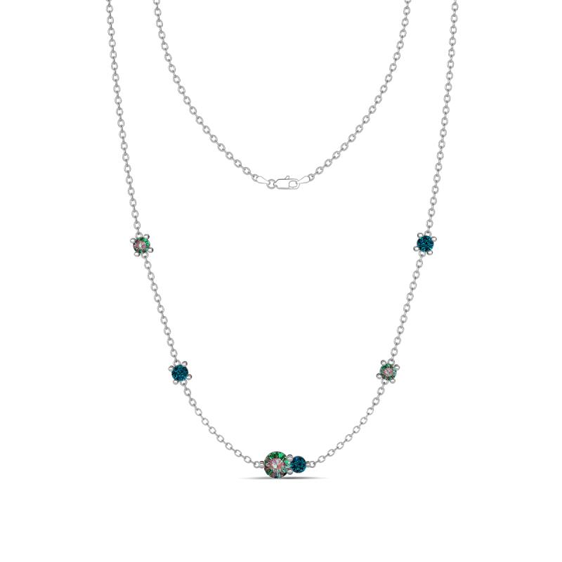 Linea 0.62 ctw Created Alexandrite (4 mm) and Blue Diamond Women Station Necklace 