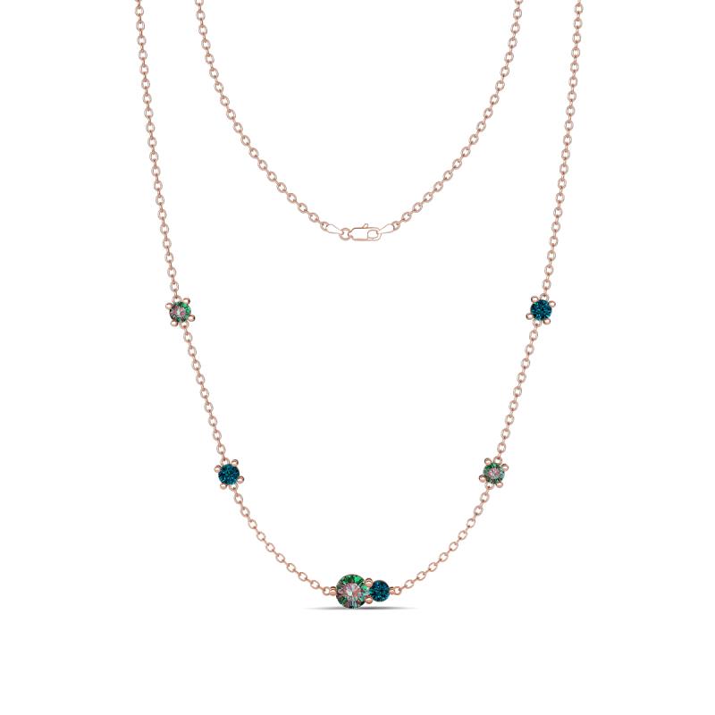 Linea 0.62 ctw Created Alexandrite (4 mm) and Blue Diamond Women Station Necklace 