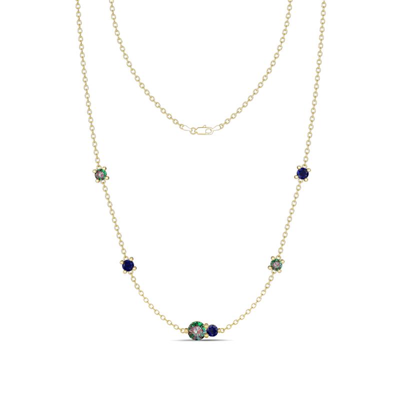 Linea 0.63 ctw Created Alexandrite (4 mm) and Blue Sapphire Women Station Necklace 