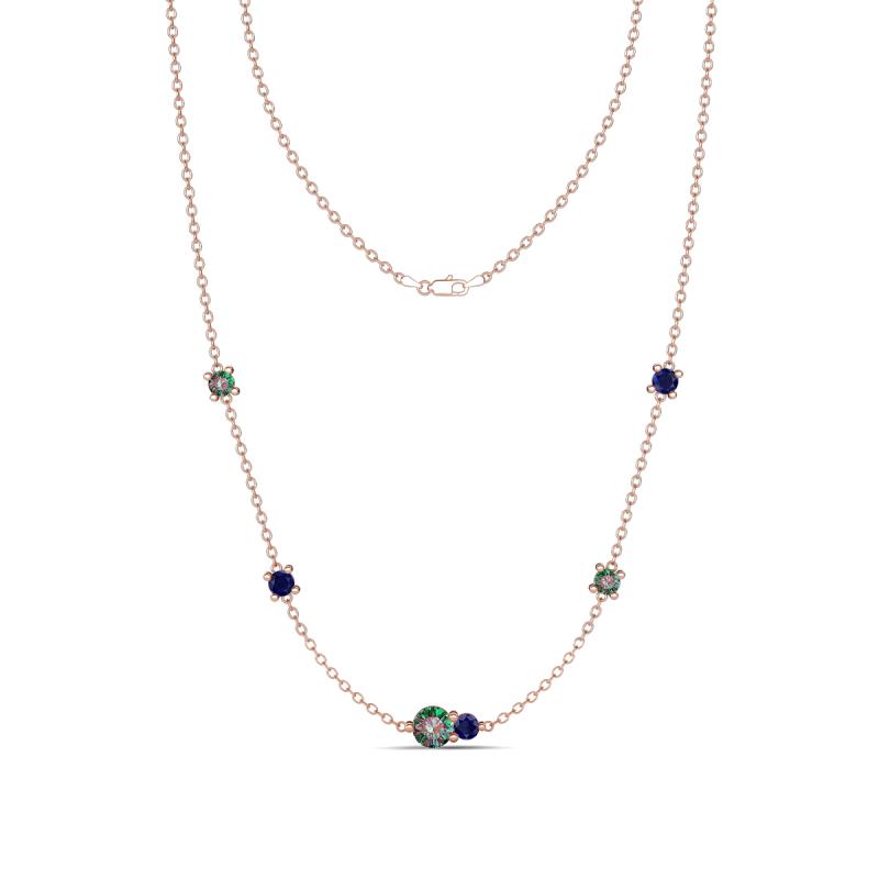 Linea 0.63 ctw Created Alexandrite (4 mm) and Blue Sapphire Women Station Necklace 