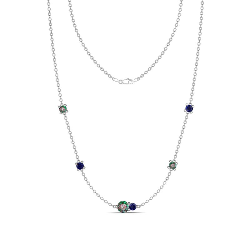 Linea 0.63 ctw Created Alexandrite (4 mm) and Blue Sapphire Women Station Necklace 