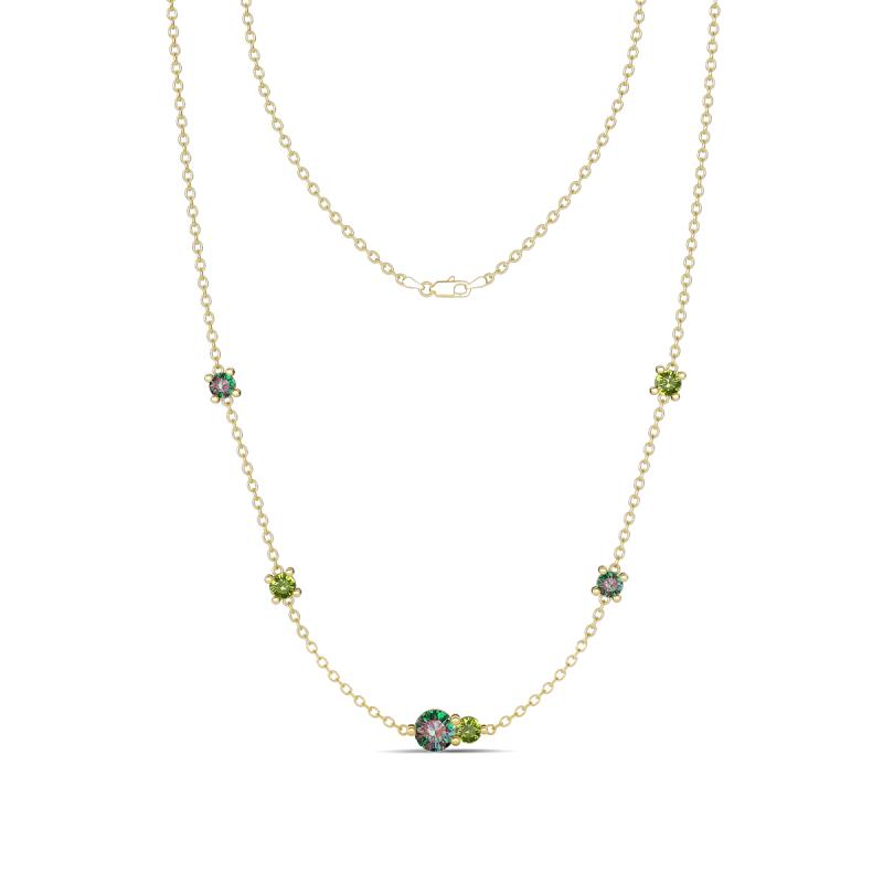 Linea 0.64 ctw Created Alexandrite (4 mm) and Peridot Women Station Necklace 