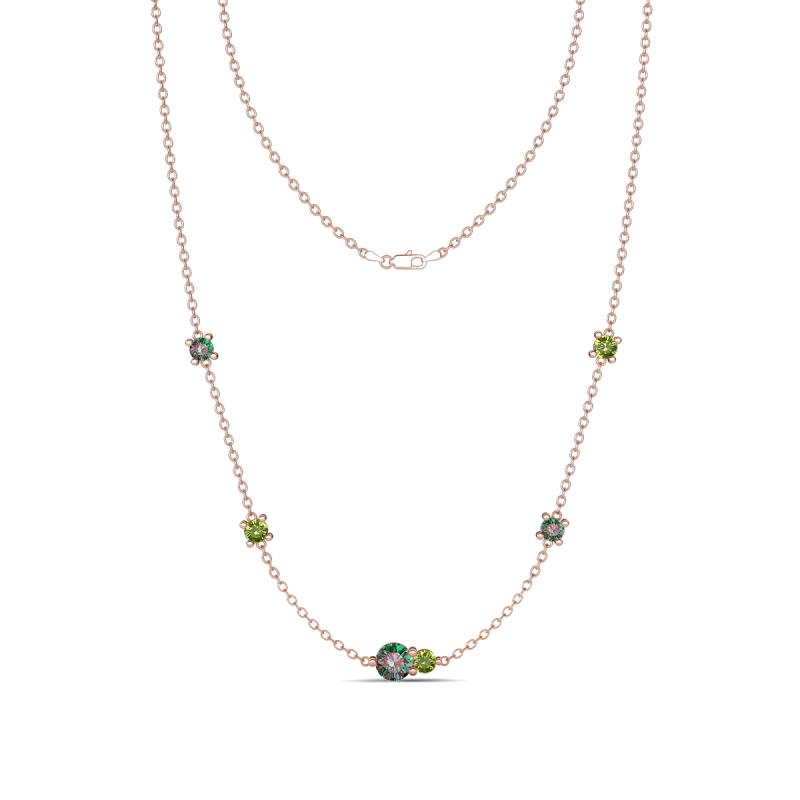 Linea 0.64 ctw Created Alexandrite (4 mm) and Peridot Women Station Necklace 