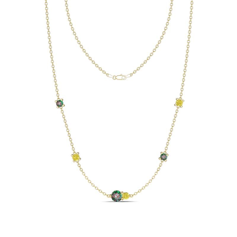 Linea 0.62 ctw Created Alexandrite (4 mm) and Yellow Diamond Women Station Necklace 
