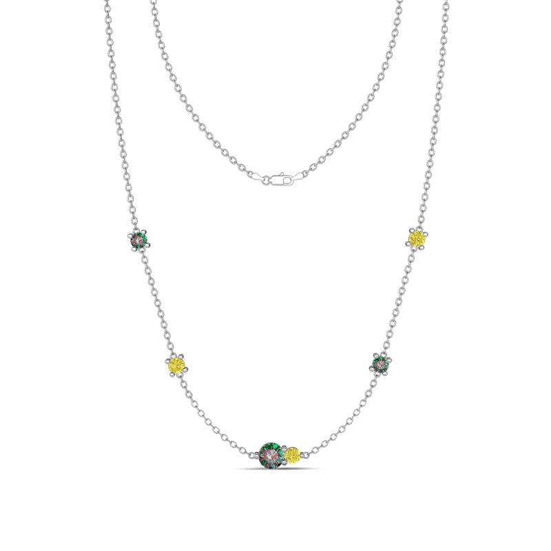 Linea 0.62 ctw Created Alexandrite (4 mm) and Yellow Diamond Women Station Necklace 