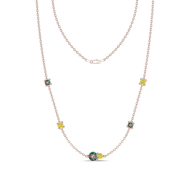 Linea 0.62 ctw Created Alexandrite (4 mm) and Yellow Diamond Women Station Necklace 