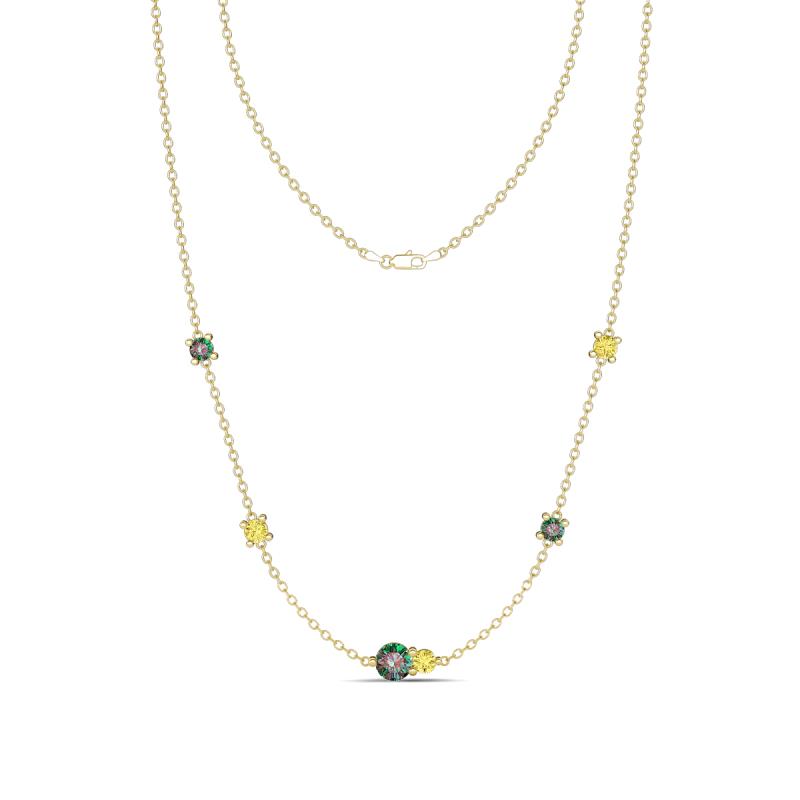 Linea 0.65 ctw Created Alexandrite (4 mm) and Yellow Sapphire Women Station Necklace 