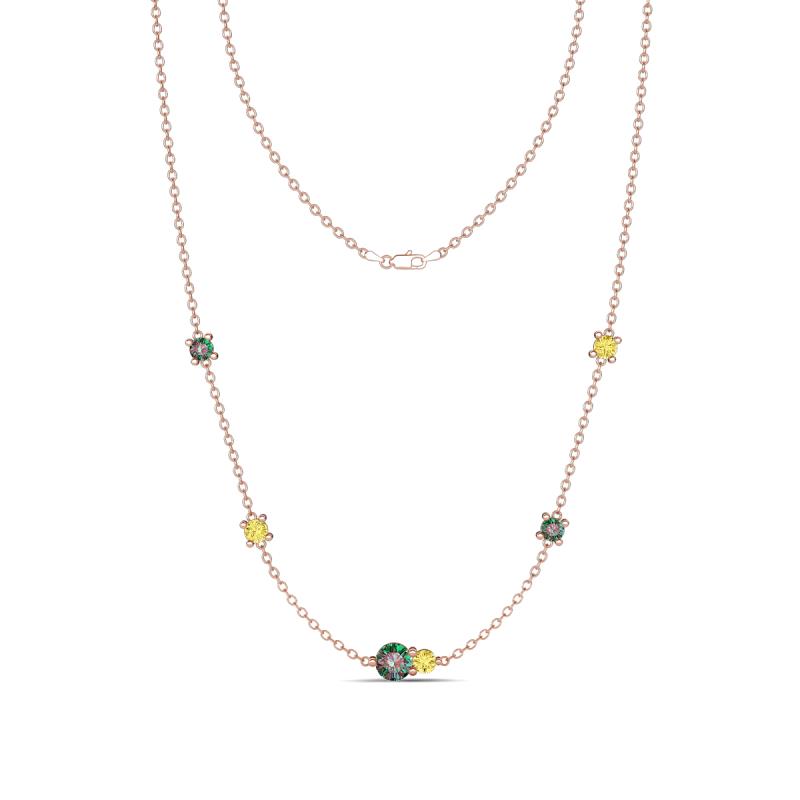 Linea 0.65 ctw Created Alexandrite (4 mm) and Yellow Sapphire Women Station Necklace 