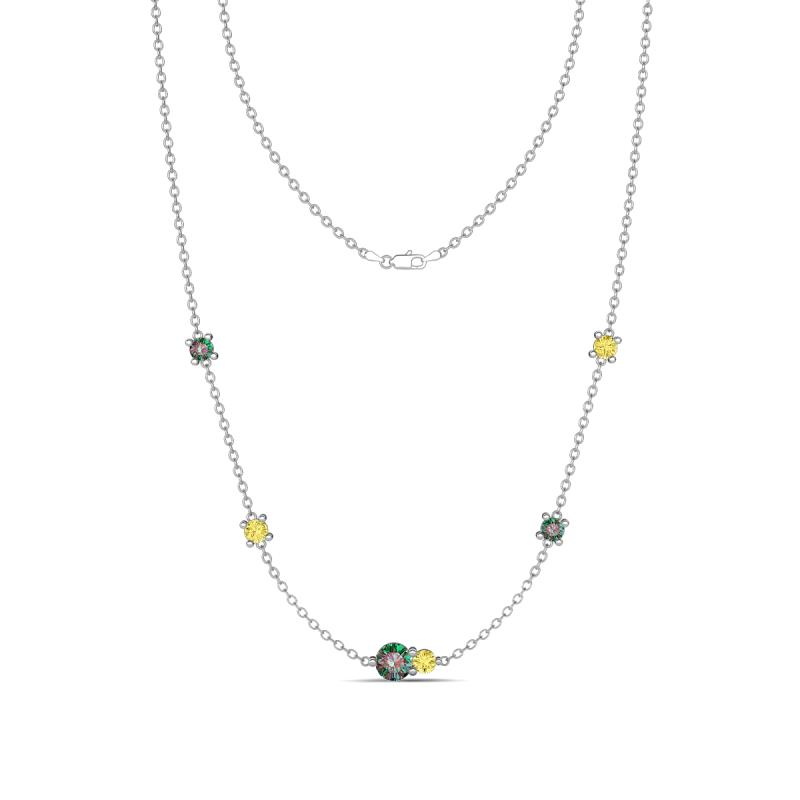 Linea 0.65 ctw Created Alexandrite (4 mm) and Yellow Sapphire Women Station Necklace 