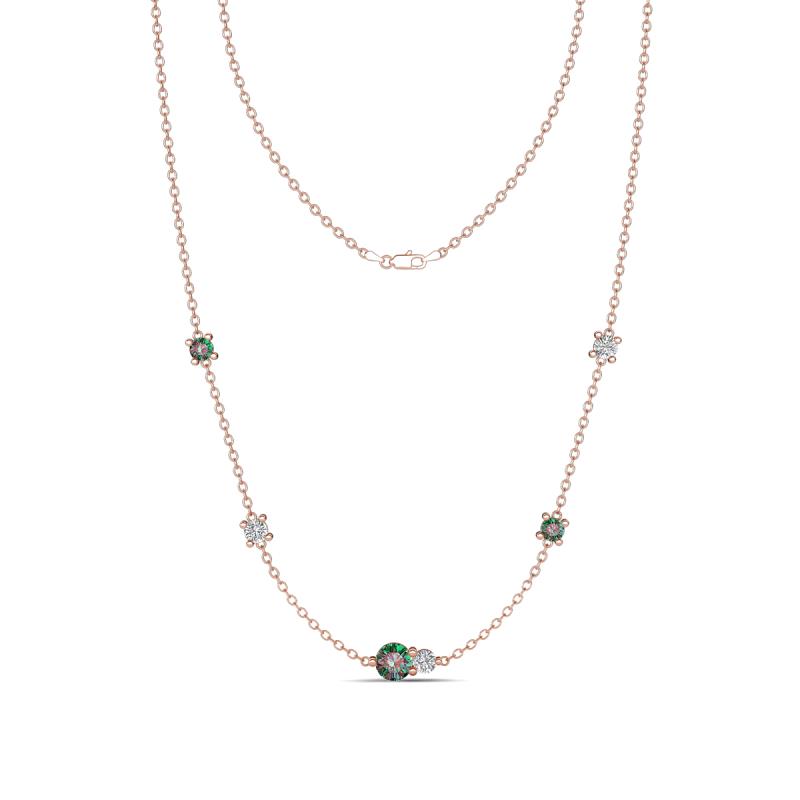Linea 0.62 ctw Created Alexandrite (4 mm) and Natural Diamond Women Station Necklace 