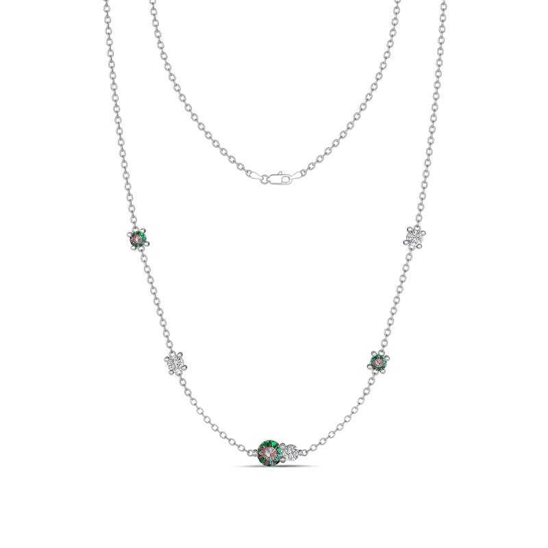 Linea 0.62 ctw Created Alexandrite (4 mm) and Natural Diamond Women Station Necklace 