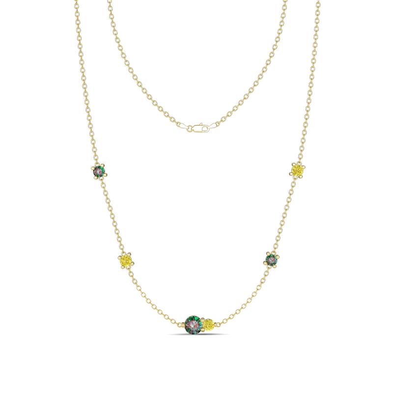 Linea 0.62 ctw Created Alexandrite (4 mm) and Yellow Diamond Women Station Necklace 
