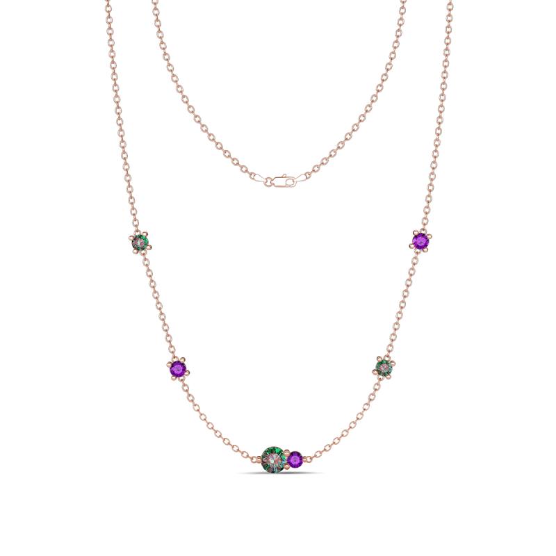 Linea 0.56 ctw Created Alexandrite (4 mm) and Amethyst Women Station Necklace 