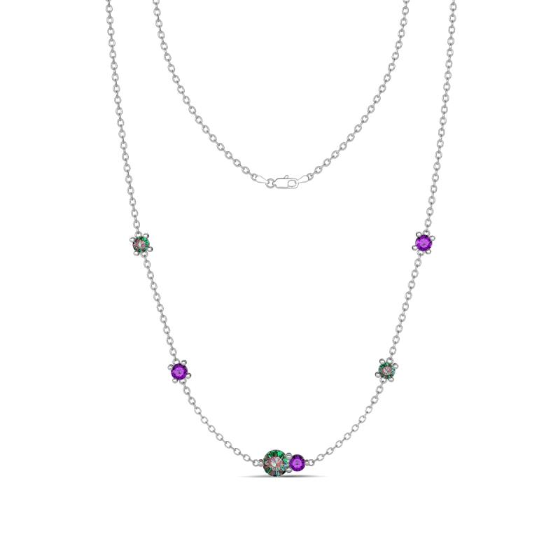 Linea 0.56 ctw Created Alexandrite (4 mm) and Amethyst Women Station Necklace 