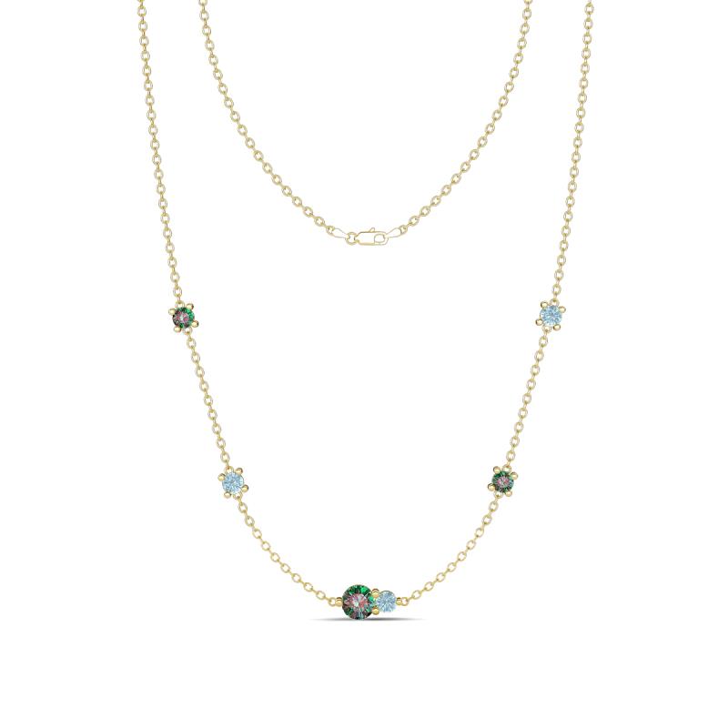Linea 0.56 ctw Created Alexandrite (4 mm) and Aquamarine Women Station Necklace 