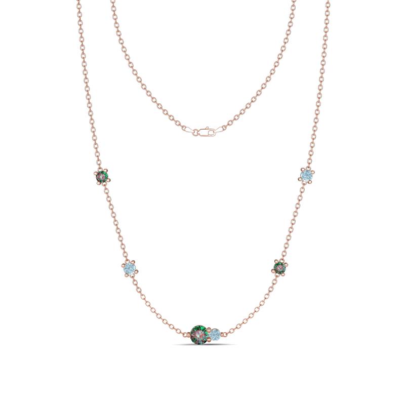 Linea 0.56 ctw Created Alexandrite (4 mm) and Aquamarine Women Station Necklace 