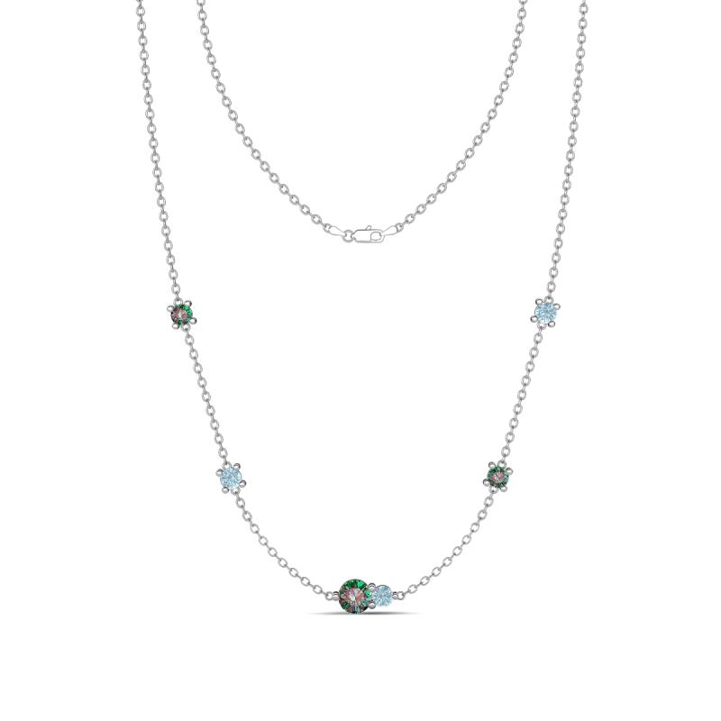 Linea 0.56 ctw Created Alexandrite (4 mm) and Aquamarine Women Station Necklace 