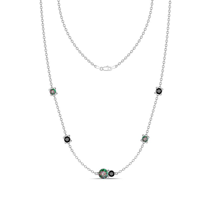 Linea 0.62 ctw Created Alexandrite (4 mm) and Black Diamond Women Station Necklace 