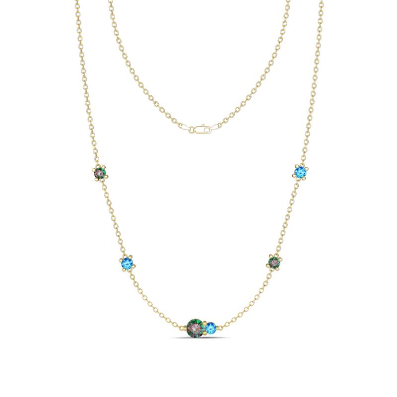 Linea 0.59 ctw Created Alexandrite (4 mm) and Blue Topaz Women Station Necklace 