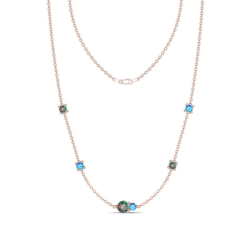Linea 0.59 ctw Created Alexandrite (4 mm) and Blue Topaz Women Station Necklace 