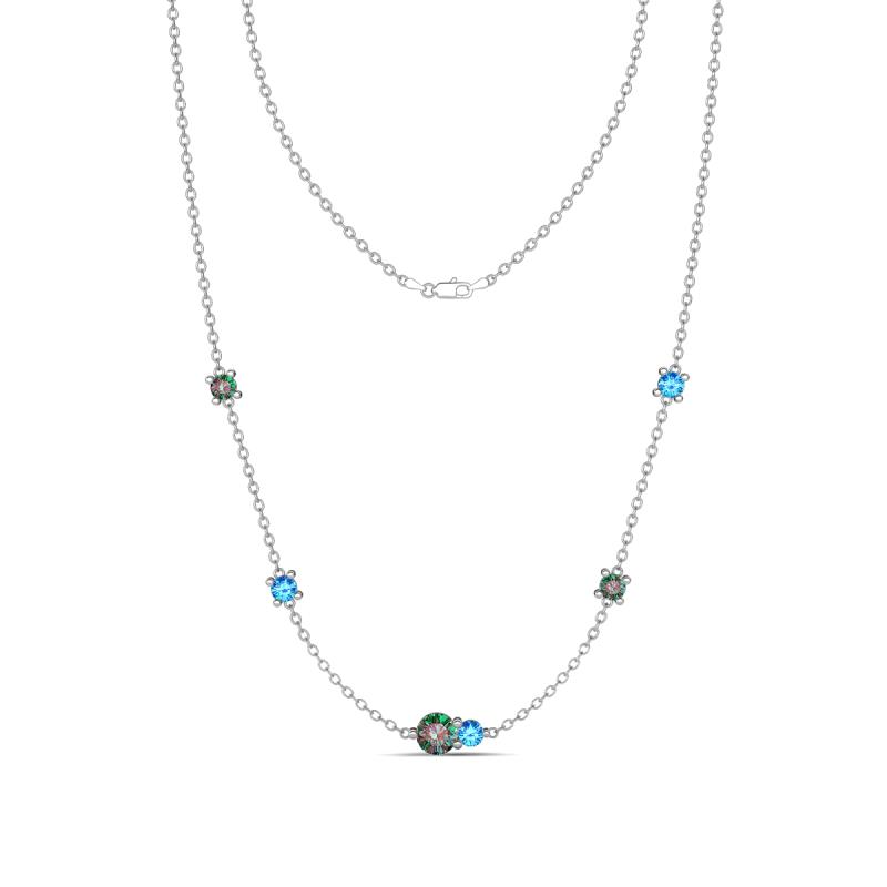 Linea 0.59 ctw Created Alexandrite (4 mm) and Blue Topaz Women Station Necklace 