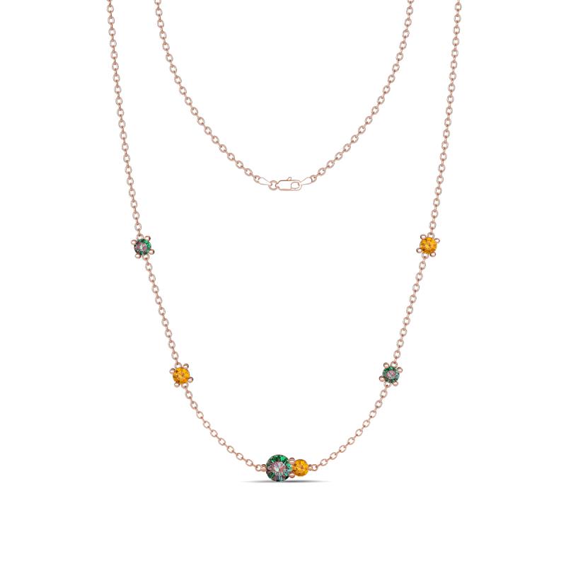 Linea 0.56 ctw Created Alexandrite (4 mm) and Citrine Women Station Necklace 