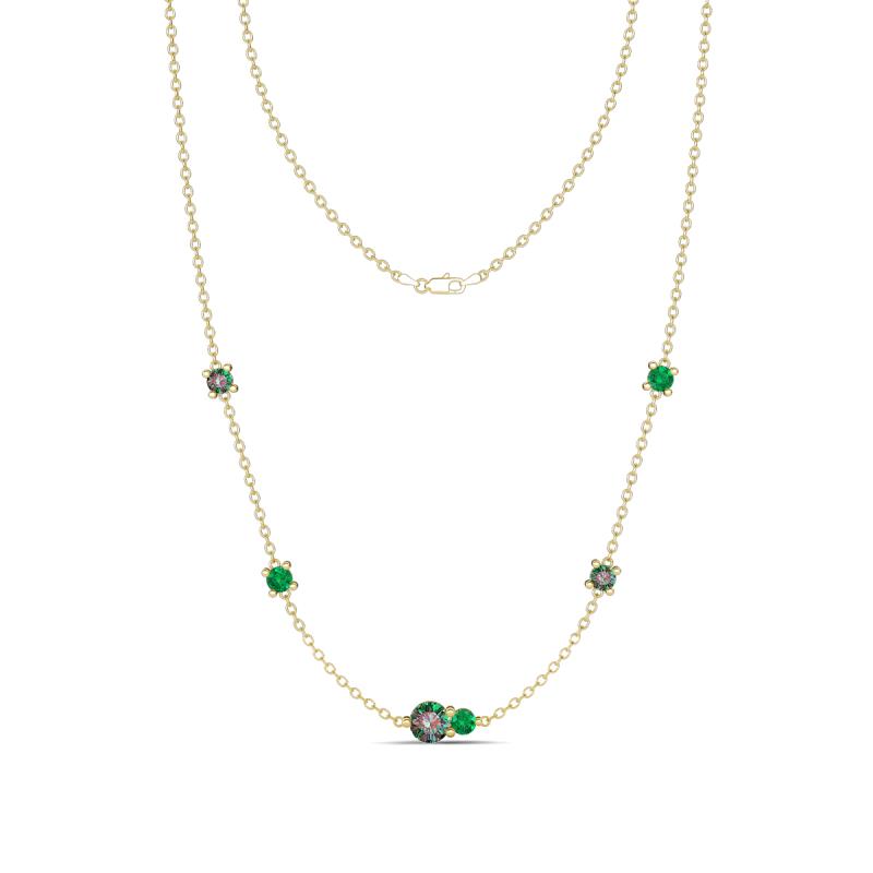 Linea 0.56 ctw Created Alexandrite (4 mm) and Emerald Women Station Necklace 