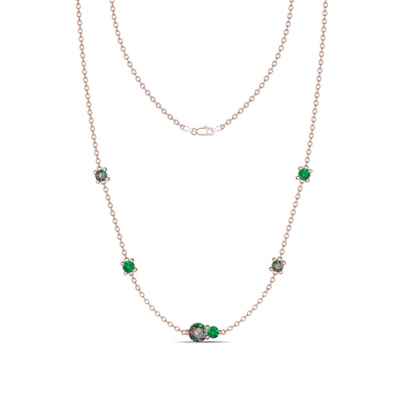 Linea 0.56 ctw Created Alexandrite (4 mm) and Emerald Women Station Necklace 