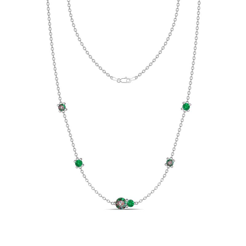 Linea 0.56 ctw Created Alexandrite (4 mm) and Emerald Women Station Necklace 
