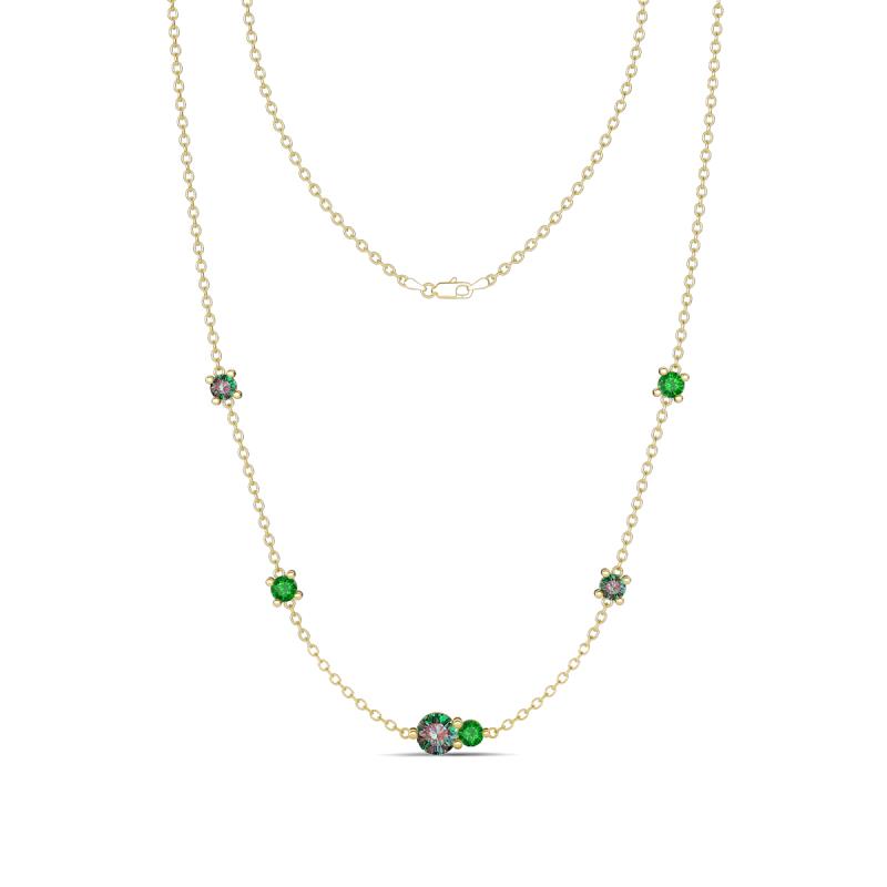 Linea 0.64 ctw Created Alexandrite (4 mm) and Green Garnet Women Station Necklace 
