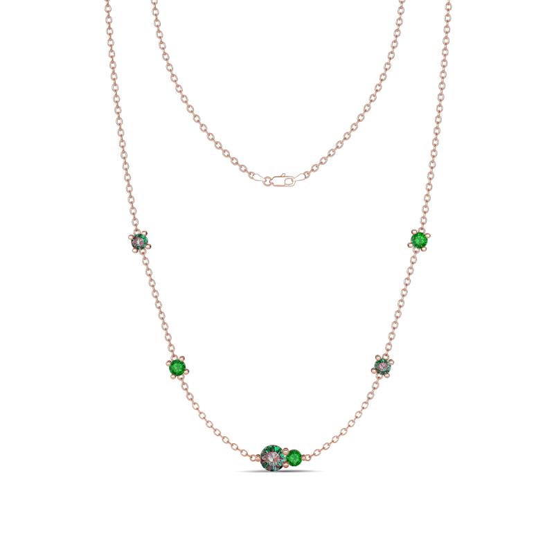 Linea 0.64 ctw Created Alexandrite (4 mm) and Green Garnet Women Station Necklace 