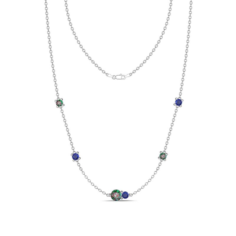 Linea 0.56 ctw Created Alexandrite (4 mm) and Iolite Women Station Necklace 