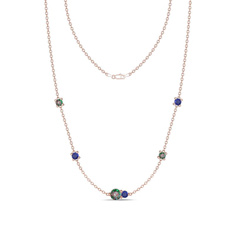 Linea 0.56 ctw Created Alexandrite (4 mm) and Iolite Women Station Necklace 