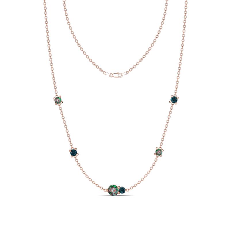 Linea 0.62 ctw Created Alexandrite (4 mm) and London Blue Topaz Women Station Necklace 