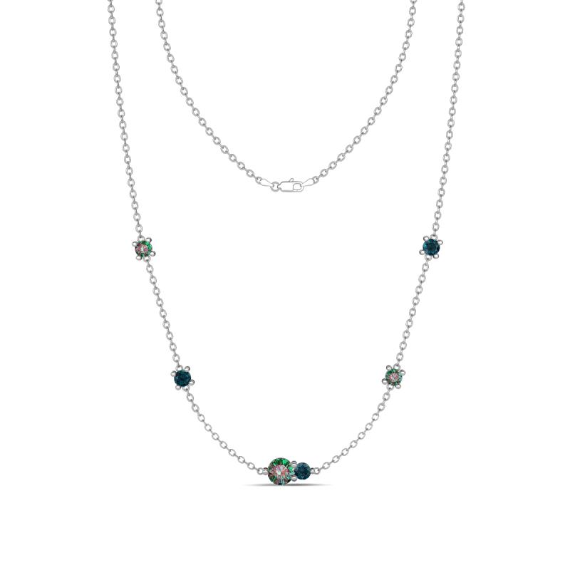 Linea 0.62 ctw Created Alexandrite (4 mm) and London Blue Topaz Women Station Necklace 