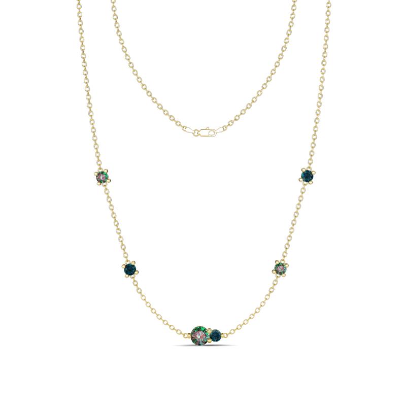 Linea 0.62 ctw Created Alexandrite (4 mm) and London Blue Topaz Women Station Necklace 