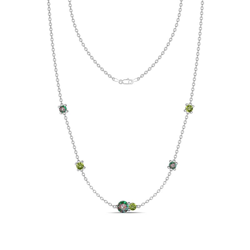 Linea 0.64 ctw Created Alexandrite (4 mm) and Peridot Women Station Necklace 