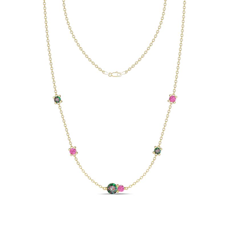 Linea 0.65 ctw Created Alexandrite (4 mm) and Pink Sapphire Women Station Necklace 