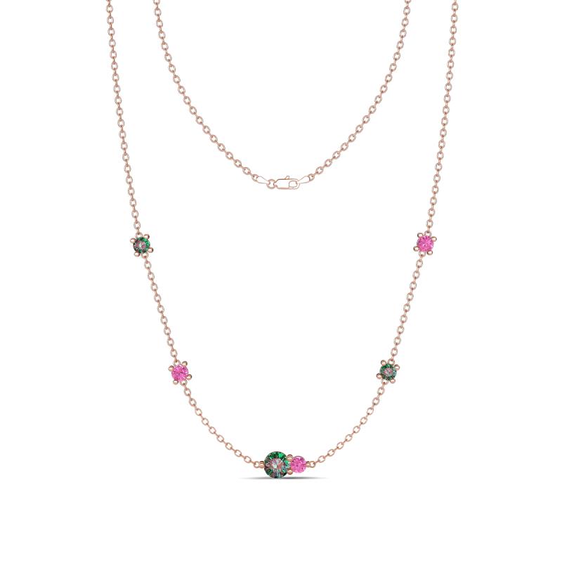 Linea 0.65 ctw Created Alexandrite (4 mm) and Pink Sapphire Women Station Necklace 