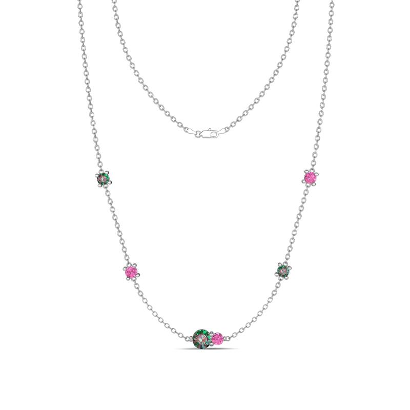 Linea 0.65 ctw Created Alexandrite (4 mm) and Pink Sapphire Women Station Necklace 