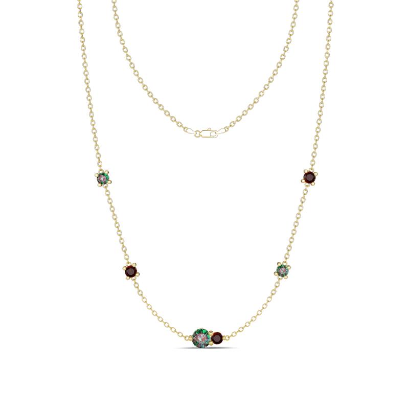 Linea 0.64 ctw Created Alexandrite (4 mm) and Red Garnet Women Station Necklace 