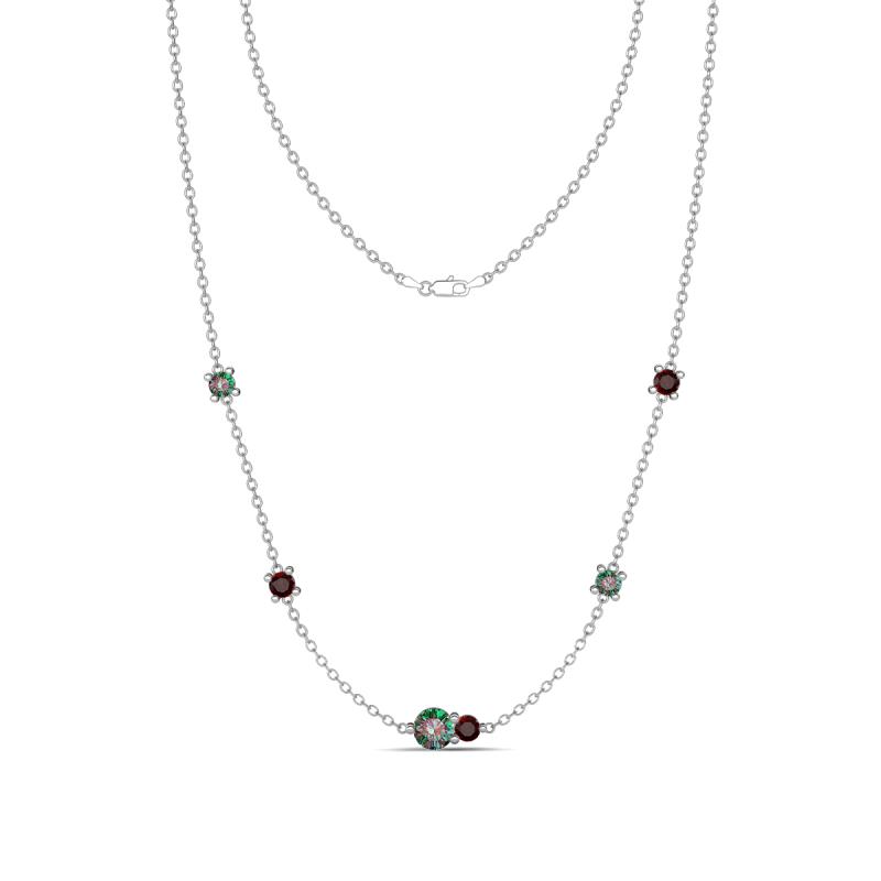 Linea 0.64 ctw Created Alexandrite (4 mm) and Red Garnet Women Station Necklace 