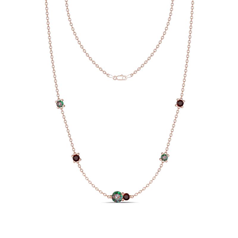 Linea 0.64 ctw Created Alexandrite (4 mm) and Red Garnet Women Station Necklace 
